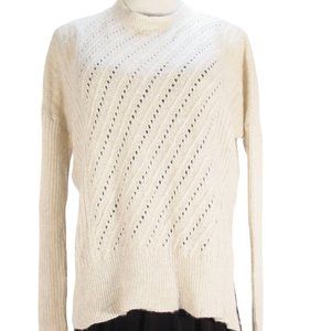 JOHNNY WAS Etta $378 Cashmere Blend Cream Side Slit Pullover Sweater XS